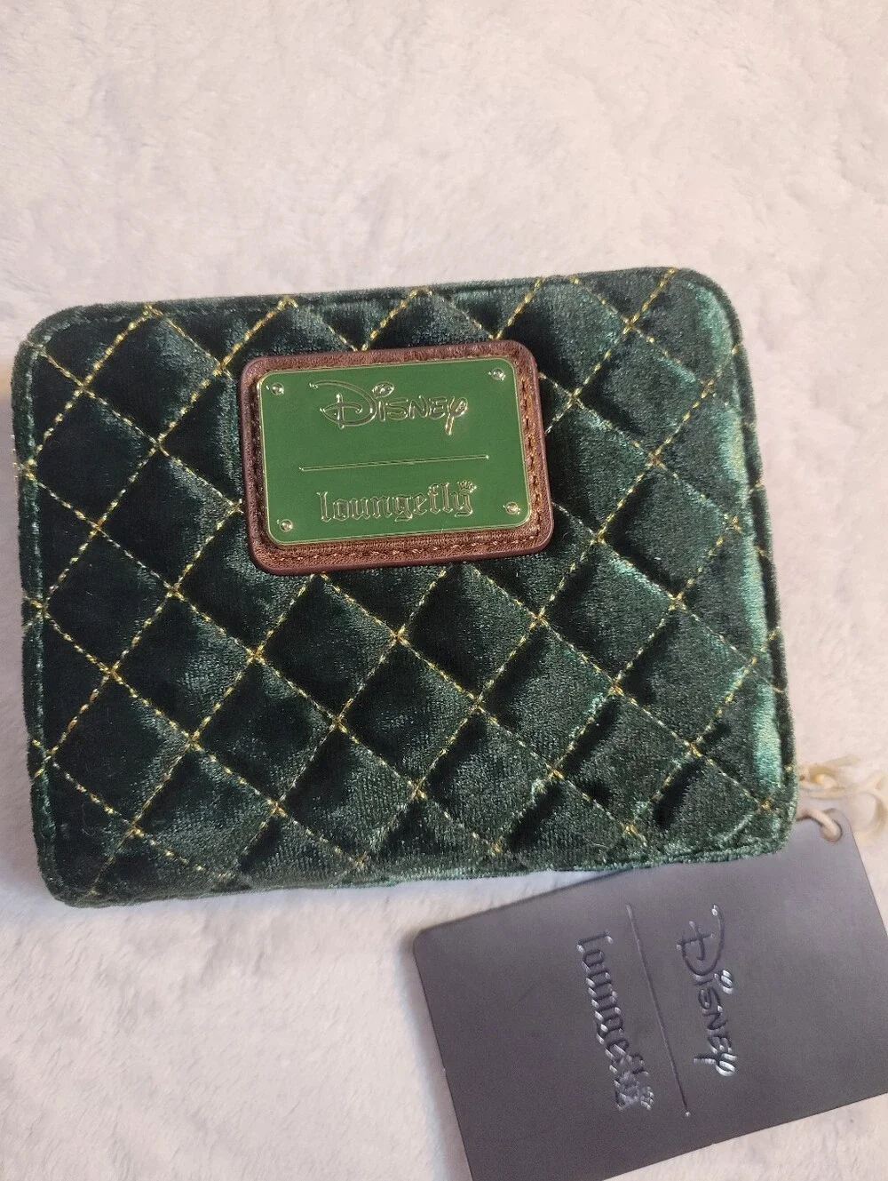 Peter Pan Tinkerbell Loungefly Exclusive Quilted Green Mini Backpack And Wallet